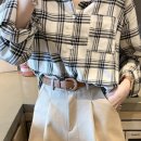S005 | 여성 모노톤 체크 셔츠로 완성하는 우아한 스타일