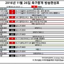 2016년 11월 26일 (토요일) 축구중계 방송편성표 이미지