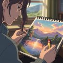 파스텔로 그리는 아름다운 풍경 이미지