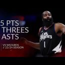 James Harden 25 pts 5 threes 5 asts vs Wizards 23/24 season 이미지