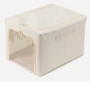 깔끔한 원목 전선 정리함 제작 | 깔끔 수납 패브릭 리빙 박스 의류 정리함 49L 아이보리 천 리빙 보관함