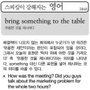 bring something to the table(유용한 것을 제시하다) 이미지