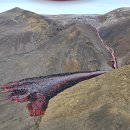 용암 흘러내리는 아이슬란드 파그라달스피아들 화산 이미지