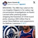 NBA, LA 클리퍼스에 샐캡 우회 중징계 확정. 1라픽 5장 박탈 등등 이미지