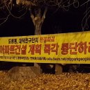 매봉산공원 개발 반대 현수막을 도룡동수영장옆 소공원에 현수막을 걸었습니다.. 이미지