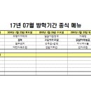 2017년 7월 여름방학 중식 식단표 이미지