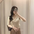 작은골 | [마인] 플리츠 반팔 글리터 카라 니트 :: 실크 블렌드 글리터 조니 칼라 니트 탑 내돈내산 후기