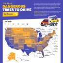 지도: 미국 각 주에서 운전하기 가장 위험한 시간 이미지