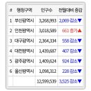 11월기준 광역시들 인구 근황 이미지