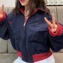 세미레드 | 화사한 봄데일리룩의 정석, 블라식 세미크롭 봄점퍼 레드 솔직 후기 (키작녀코디 여자옷 봄점퍼추천)