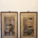 책가도 | "진품" 조선시대 후기 궁중 책가도 양식 2폭 세트