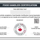 ＜필독＞ Food Handler Certificate 식품취급자격증 취득 안내! 이미지