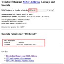 [펌]MAC address를 이용하여 Vendor 찾기 이미지