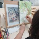 야간 수채화 이미지