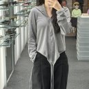 세릭 비즈 랩 후드 가디건 멜란지 그레이 구매 후기 BEADS WRAP HOOD CARDIGAN