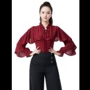 라틴댄스 | 여성용 라틴 댄스 프릴 블라우스 상의의 매력과 기능