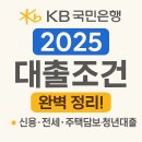 2025 국민은행 대출조건 완벽 정리! 신용·전세·주택담보·청년대출 한눈에