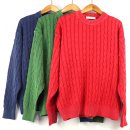 클래식 남여공용 피그먼트 워싱 꽈배기 라운드 니트 이미지