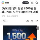 [속보] 원·달러 환율 1,500원 돌파...7.3원 오른 1,501원으로 개장 이미지