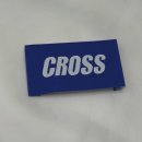 CROSS 로고 직조라벨 블루 의류 브랜드 핸드메이드 의류부자재 이미지