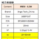 중국 1608 ir850nm LED SPEC 비교 이미지