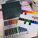 수채화(취미) | 취미 수채화 준비 : 반다이크 물감 24색 세트 팔레트 세팅과 색감 후기