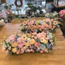 강원도청 | 협약식 꽃장식 | 강원도청 센터피스 수반 제작 (연분홍·하늘색 파스텔) | 춘천 하이꽃집