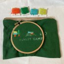 프랑스 자수(주간) | 프랑스 자수 파우치 : 포레스트 캠핑, 나무 새틴 스티치