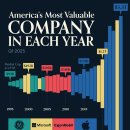 1995년부터 2025년까지 매년 미국에서 가장 가치 있는 기업 이미지