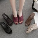 키높이 웨지 슬리퍼 펀칭 뮬8cm 웨지힐 샌들 이미지