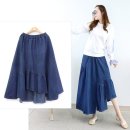 언밸런스 데일리 A라인 청치마 추천 허리밴딩+롱 기장편한 봄,여름,가을 데님 스커트 러블리 코디...