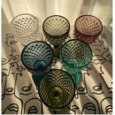 작은 유리잔 | 유리 6컬러 고블렛잔 세트 와인잔 고블릿 쥬스컵