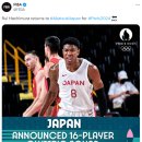 루이 하치무라, 와타나베 유타가 포함된 파리 올림픽 16인 예비 로스터를 발표한 일본 대표팀 이미지