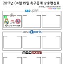 2017년 4월 19일 (수요일) 축구중계 방송편성표 이미지