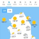 오늘의 날씨(10월 30일 일요일) 이미지