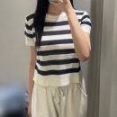 2142 | 여름 니트반팔, 여자 반팔셔츠 피팅후기! 스트라이프 니트 탑 2142/079/104, 자라 모시 소재 리본...