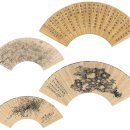 중국서예 서화 중국화 미술품 경매 판연동(1841~1899), 주당 주병［, 청) 등 산수화 조선(山水花鳥扇) 이미지