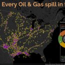 지도: 2010년 이후 미국의 석유 및 가스 유출 이미지