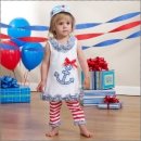 Mud Pie Baby Boathouse 2-Piece Anchor Tunic &amp; Striped Leggings Set 이미지