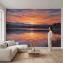 석양풍경 | 공간에 인상주의 석양을 담다: bj그림벽지의 '석양 풍경 작품 뮤럴벽지'