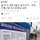 올 추석 연휴 6일로 늘어난다…정부, 10월 2일 임시공휴일 검토 이미지