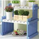 반려식물 다육이 관리법과 테라리움 원예 | 2단 대나무 화분진열대 화분선반 27cm 블루화이트