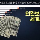 그래프로 보는 외환보유고(금제외) 세계 순위 2000-2022.Q3 이미지