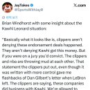 카와이 레너드 상황에 대한 브라이언 윈드호스트(Brian Windhorst) 인터뷰 이미지