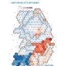 22대 국회의원 선거 1,2위 득표율차 지도 이미지