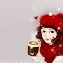 커피향이 있는 예쁜 커피소녀 이미지 이미지