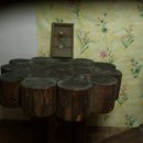 야외 통나무 탁자 2인용 ,인테리어용,벽난로용 이미지