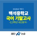 백석중학교 2,3학년 기말고사 내신분석