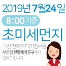 2019년 7월24일(수요일) 오전8:00 기준 부산전지역 초미세먼지 및 일일/주간 날씨정보 이미지