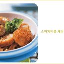 스파게티를 채운 치킨 볼 튀김 이미지